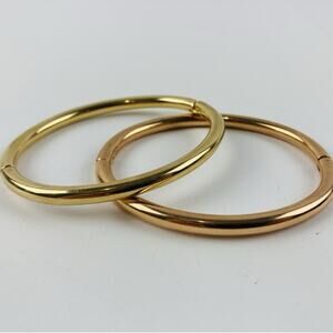 Set 2 Milor Duo Gold Rose Tone Stainless Steel Oval Hinged Bracelets Copper Colo